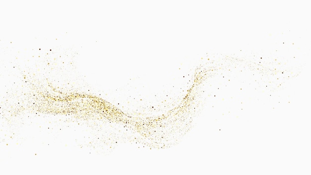 Partículas doradas dispersas sobre un fondo blanco Fondo festivo o elemento de diseño