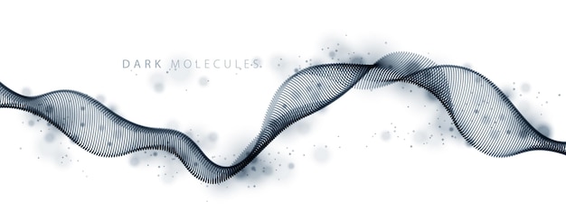 Partículas de energía que fluyen, onda de puntos combinados. Ilustración de efecto de vector de líneas 3d punteadas curvas. Estilo de tecnología futurista 3d.
