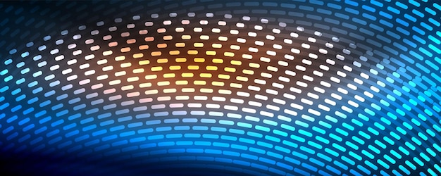 Las partículas de luz brillantes en el oscuro espacio de neón brillan mágicamente con un fondo abstracto brillante.