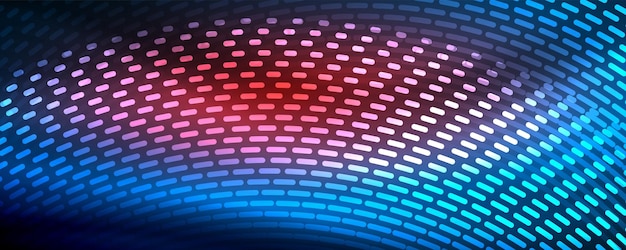 Las partículas de luz brillantes en el oscuro espacio de neón brillan mágicamente con un fondo abstracto brillante.