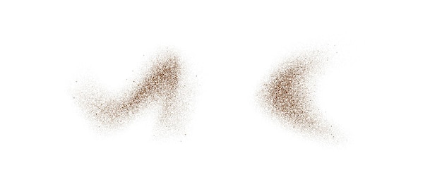 Partículas y manchas de café, cacao o chocolate en polvo, polvo marrón o elementos ondulados de arena, suelo b