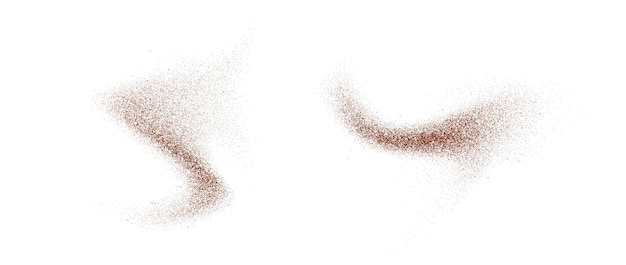 Partículas y manchas de café, cacao o chocolate en polvo, polvo marrón o elementos ondulados de arena, suelo b