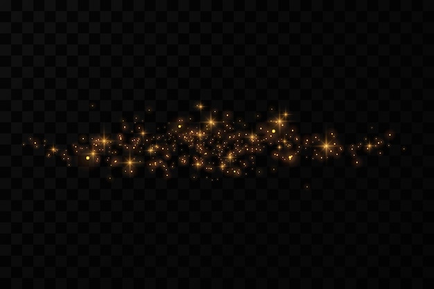 Partículas de oro Efecto de luz Decoración de fondo de polvo de oro.