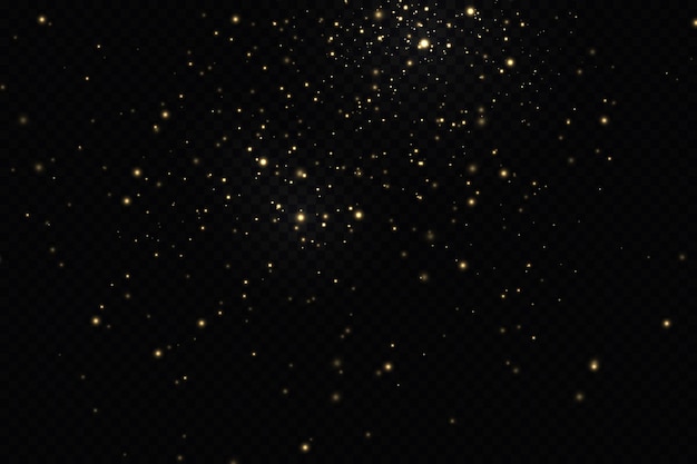 Partículas de oro. Efecto de luz. Polvo de oro. decoración de fondo