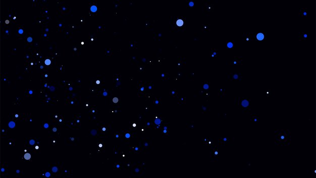 Partículas de polvo abstractas con luz azul en fondo oscuro telón de fondo científico con puntos brillantes en movimiento Partículas voladoras con efecto bokeh Ilustración vectorial