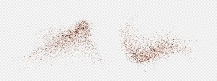 Vector partículas de polvo de café o chocolate en polvo voladoras en movimiento salpicaduras de tierra i