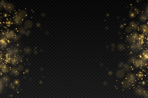 Las partículas de polvo dorado brillante bokeh de Navidad chispas efecto de luz chispas amarillas chispas estrella