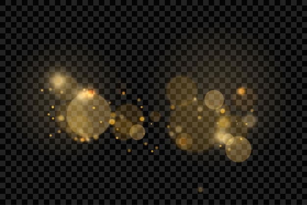 Las partículas de polvo dorado brillante bokeh de Navidad chispas efecto de luz chispas amarillas chispas estrella