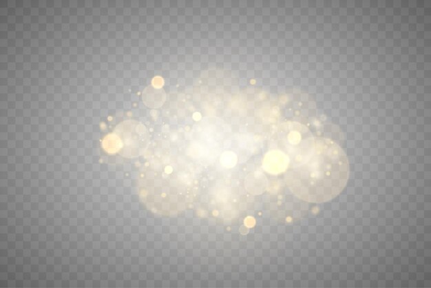 Las partículas de polvo dorado brillante bokeh de Navidad chispas efecto de luz chispas amarillas chispas estrella