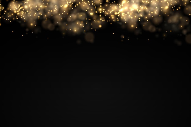 Las partículas de polvo dorado brillante bokeh de Navidad chispas efecto de luz chispas amarillas chispas estrella