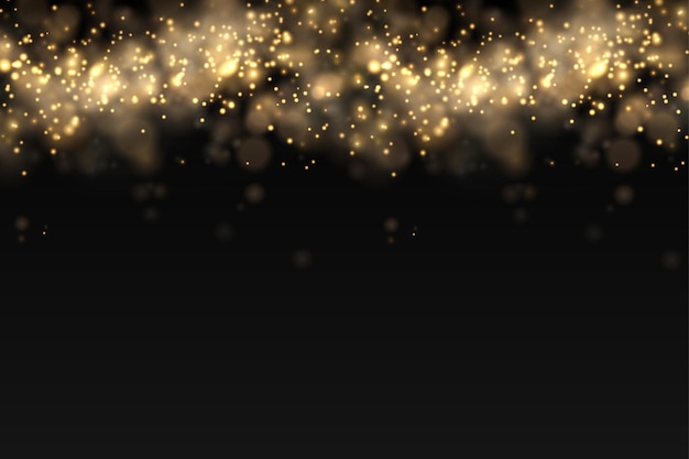 Las partículas de polvo dorado brillante bokeh de Navidad chispas efecto de luz chispas amarillas chispas estrella