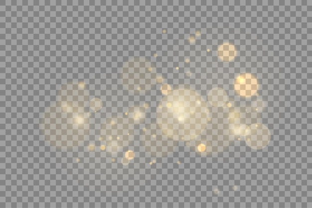 Las partículas de polvo dorado brillante bokeh de Navidad chispas efecto de luz chispas amarillas chispas estrella