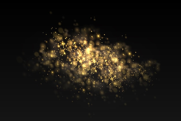 Las partículas de polvo dorado brillante bokeh de Navidad chispas efecto de luz chispas amarillas chispas estrella