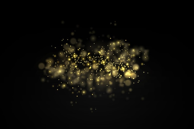 Las partículas de polvo dorado brillante bokeh de Navidad chispas efecto de luz chispas amarillas chispas estrella