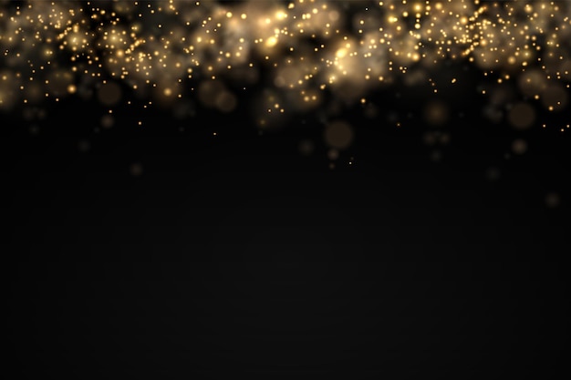 Las partículas de polvo dorado brillante bokeh de Navidad chispas efecto de luz chispas amarillas chispas estrella