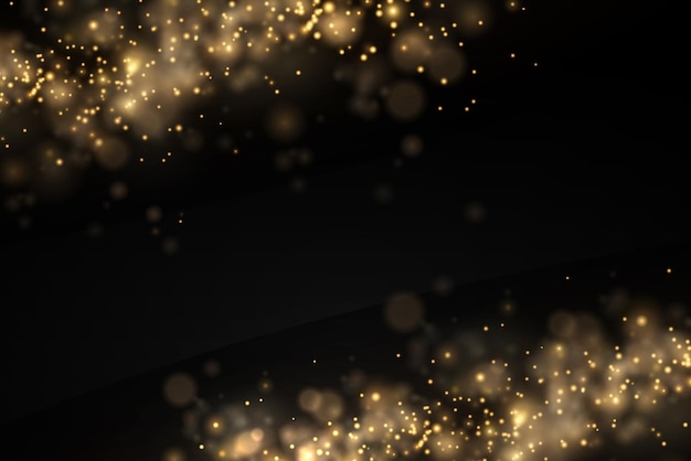 Las partículas de polvo dorado brillante bokeh de Navidad chispas efecto de luz chispas amarillas chispas estrella