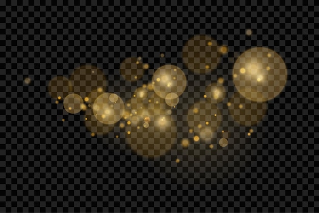 Las partículas de polvo dorado brillante bokeh de Navidad chispas efecto de luz chispas amarillas chispas estrella
