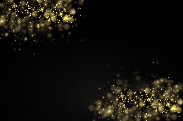 Partículas de polvo dorado espumoso bokeh navidad efecto de luz chispeante brillo amarillo chispas estrella