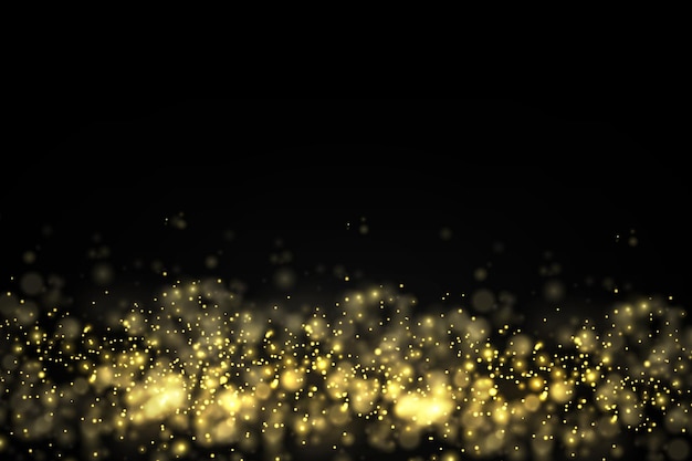 Partículas de polvo dorado espumoso bokeh navidad efecto de luz chispeante brillo amarillo chispas estrella