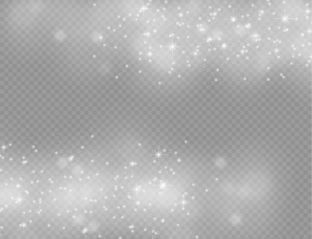 Partículas de polvo espumoso bokeh navidad chispas efecto de luz chispas blancas estrellas desenfoque vector