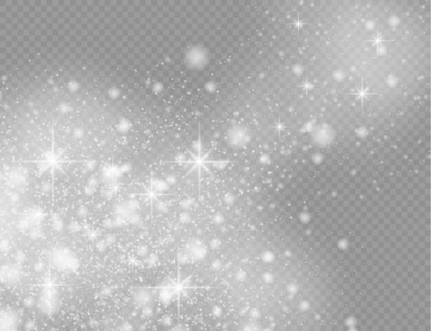 Partículas de polvo espumoso bokeh navidad chispas efecto de luz chispas blancas estrellas desenfoque vector
