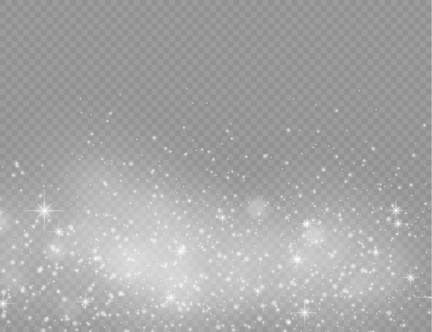 Partículas de polvo espumoso bokeh navidad chispas efecto de luz chispas blancas estrellas desenfoque vector