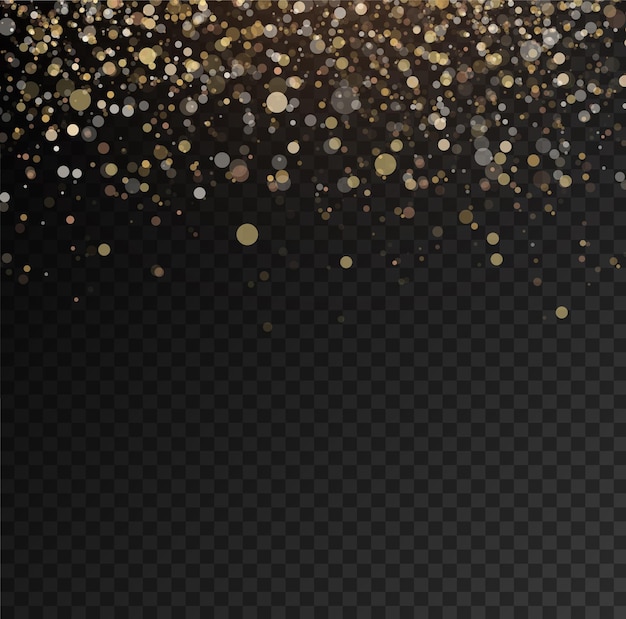 Partículas de polvo mágicas doradas brillantes chispas brillo luces polvo amarillo chispas y estrellas