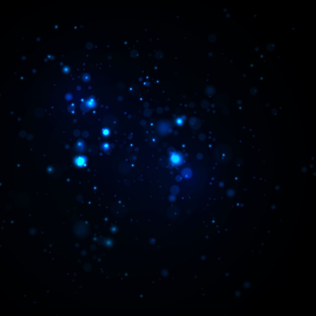 Partículas de polvo mágico azul brillante