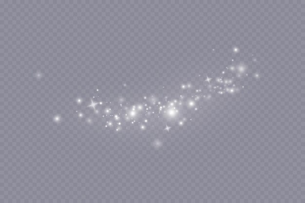 Partículas de polvo mágico blanco. Partículas de luz brillante. Partículas de brillo de Navidad. Efecto de luz
