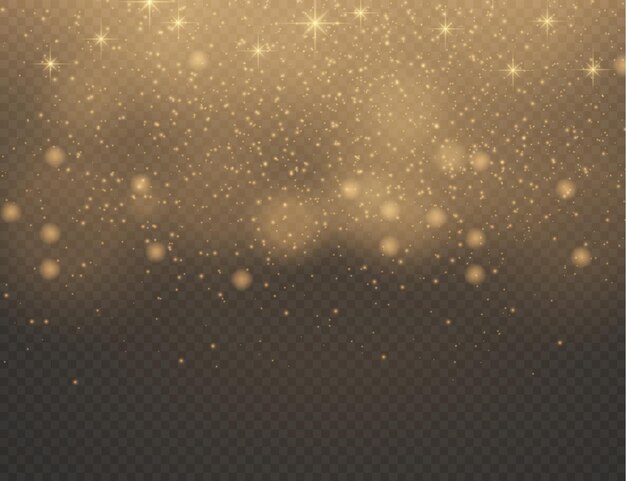 Partículas de polvo mágico dorado brillante brillo brillo chispas de polvo amarillo claro y estrella