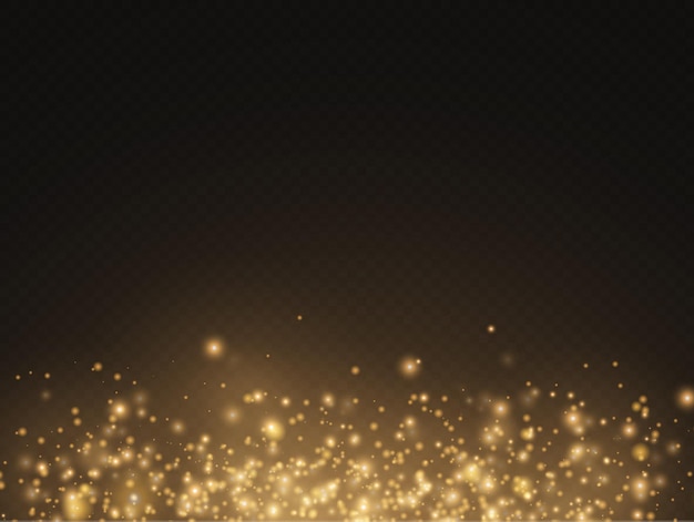 Partículas de polvo mágico dorado brillante brillo brillo chispas de polvo amarillo claro y estrella