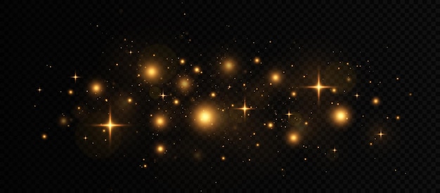 Partículas de polvo mágico espumoso Efecto bokeh Polvo amarillo