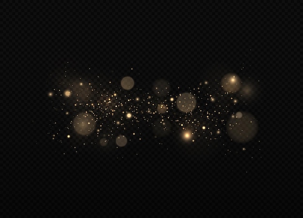 Partículas de polvo mágico espumoso Efecto bokeh Polvo amarillo
