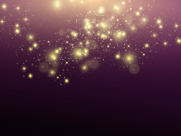 Partículas de polvo mágico espumoso y luces bokeh