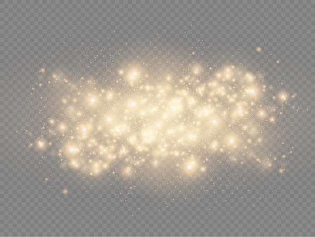 Partículas de polvo de oro bokeh navidad efecto de luz dorada chispas amarillas estrellas desenfoque vector