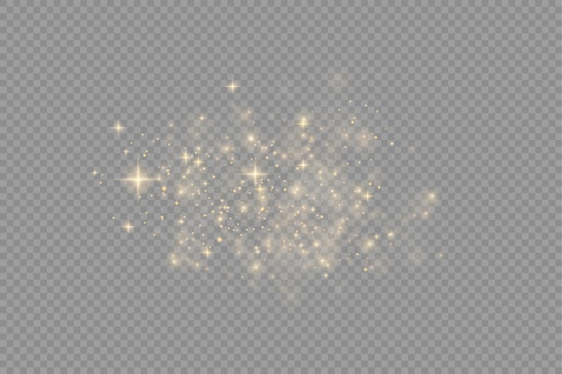Partículas de polvo de oro bokeh navidad efecto de luz dorada chispas amarillas estrellas desenfoque vector
