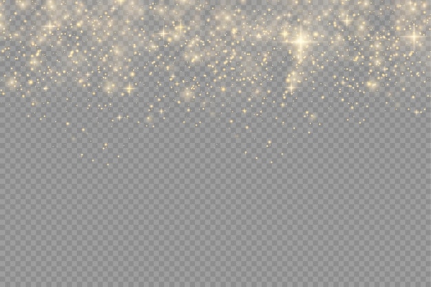 Partículas de polvo de oro bokeh navidad efecto de luz dorada chispas amarillas estrellas desenfoque vector