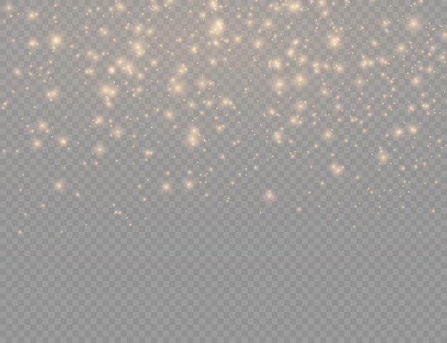 Partículas de polvo de oro bokeh navidad efecto de luz dorada chispas amarillas estrellas desenfoque vector