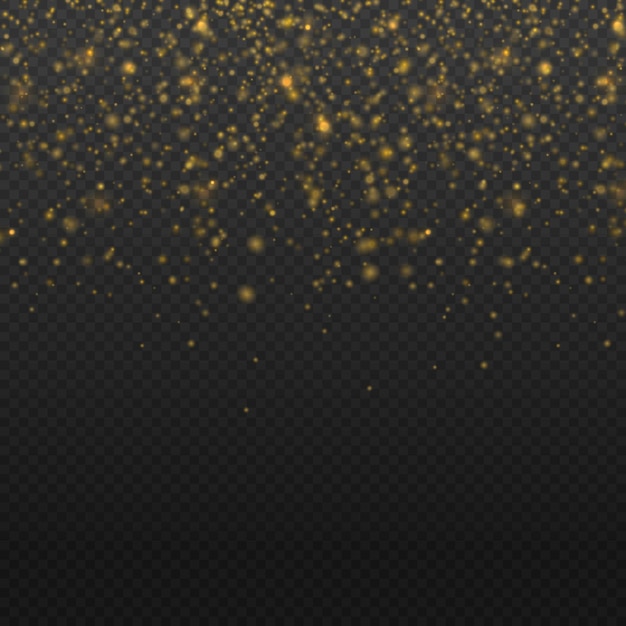 Partículas de polvo de oro mágico espumoso luz brillante resplandor fondo bokeh vector de partículas de brillo