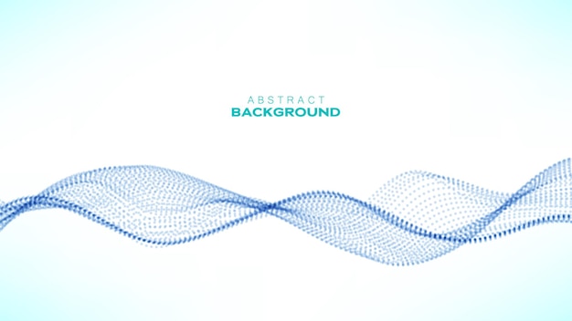 Partículas de puntos abstractos que fluyen azul ondulado sobre un fondo blanco. Elementos de diseño de ilustración vectorial