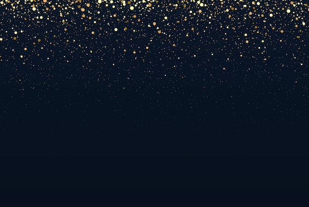 Partículas que caen de color dorado sobre un fondo oscuro Elemento de diseño abstracto para tarjeta de felicitación Invitación de Año Nuevo