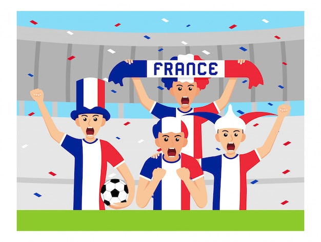 Vector partidarios de francia en diseño plano