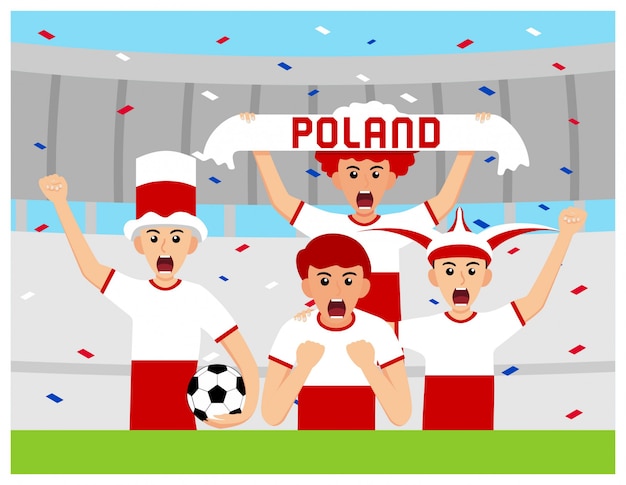 Partidarios de polonia en diseño plano