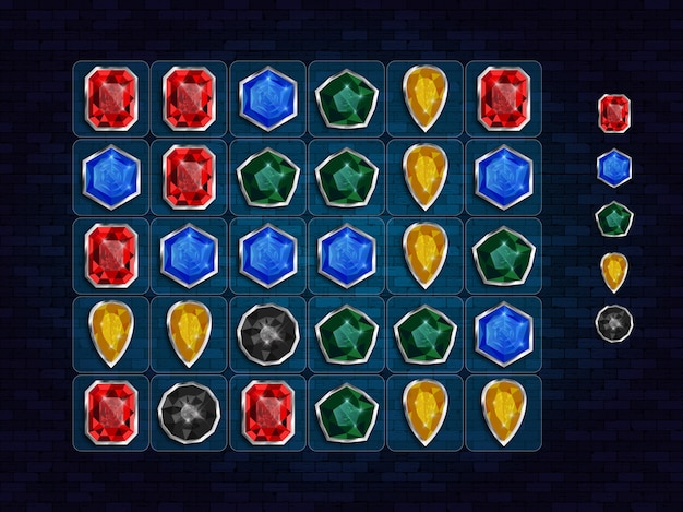 Partido 3 juego Conjunto de elementos de juego de diseño ui