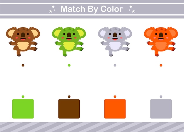 Partido por color Juego educativo para jardín de infantes y preescolarHoja de trabajo del juego de emparejamiento para niños