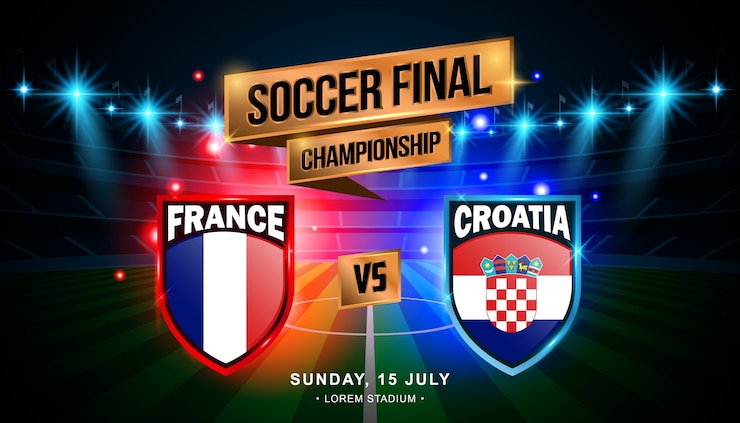 Vector partido final de fútbol entre francia y croacia