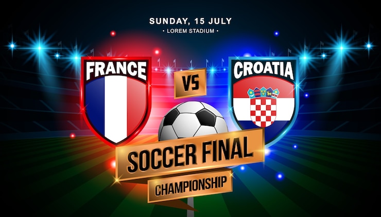 Vector partido final de fútbol entre francia y croacia