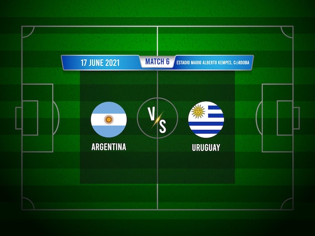 Vector partido de fútbol de la copa américa argentina vs uruguay