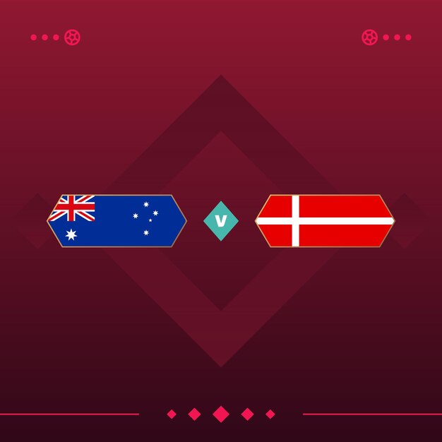 Partido de fútbol mundial de australia dinamarca 2022 versus ilustración de vector de fondo rojo