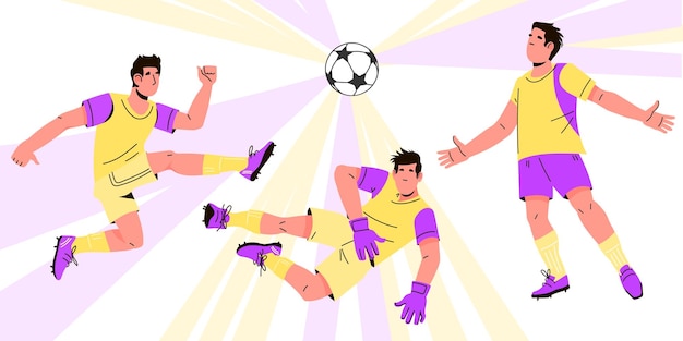 Vector partido de fútbol o fútbol o competición deportiva banner ilustración vectorial plana aislada